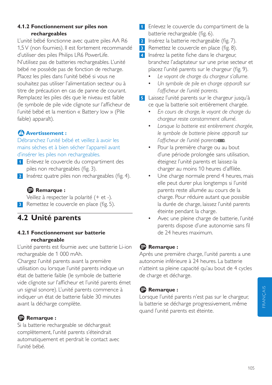 2 unité parents | Philips AVENT Vigilabebés DECT User Manual | Page 105 / 216