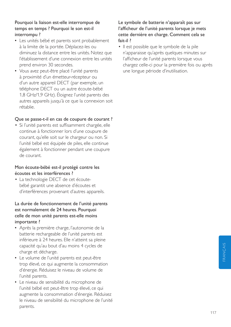 Philips AVENT Vigilabebés DECT User Manual | Page 117 / 216