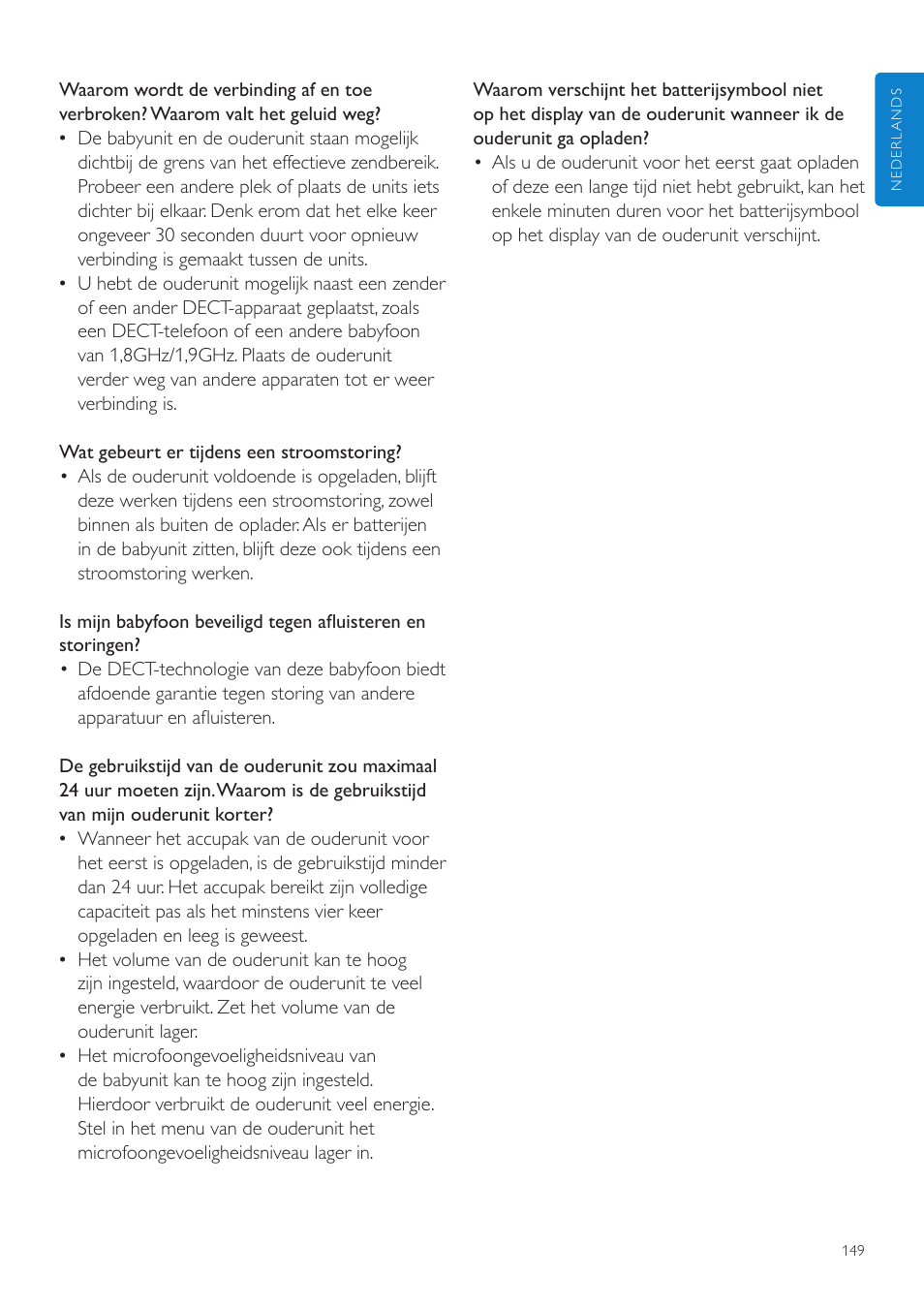 Philips AVENT Vigilabebés DECT User Manual | Page 149 / 216