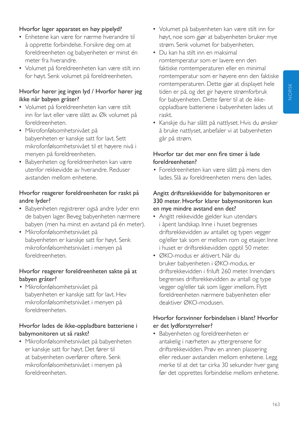 Philips AVENT Vigilabebés DECT User Manual | Page 163 / 216
