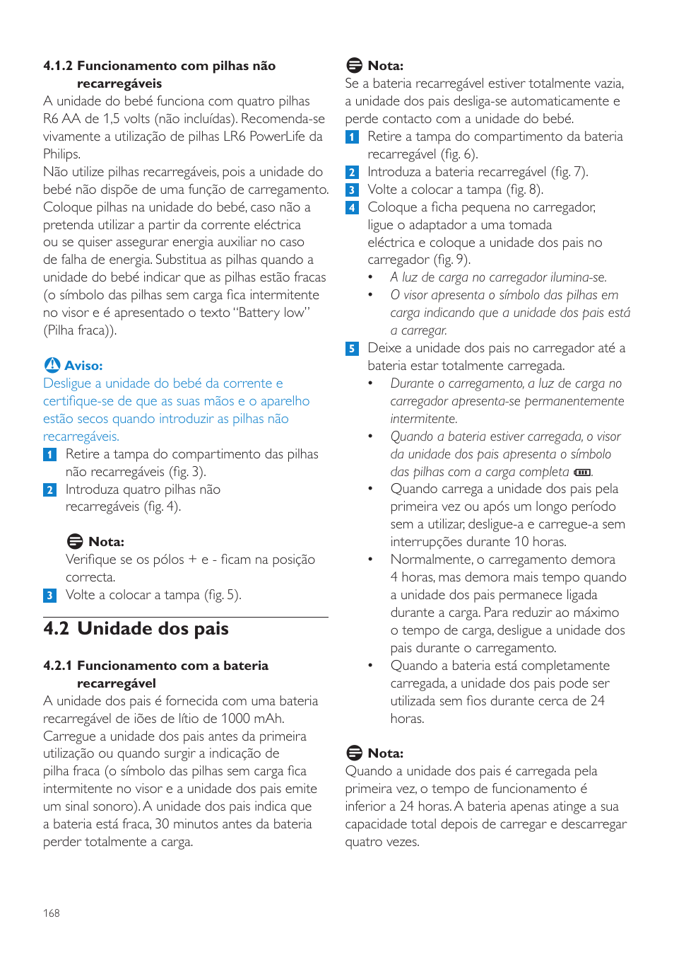 2 unidade dos pais | Philips AVENT Vigilabebés DECT User Manual | Page 168 / 216