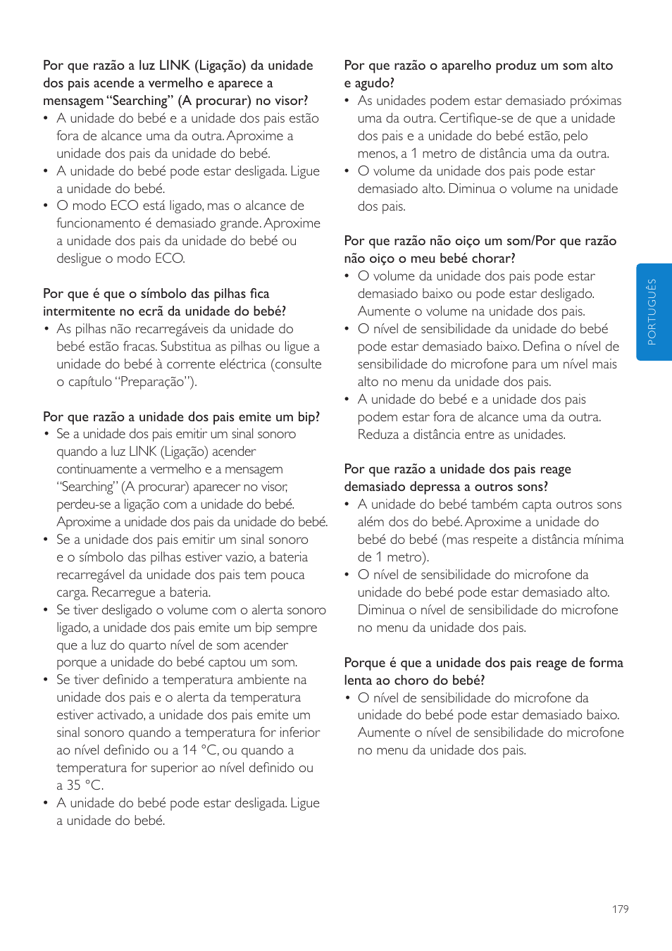 Philips AVENT Vigilabebés DECT User Manual | Page 179 / 216