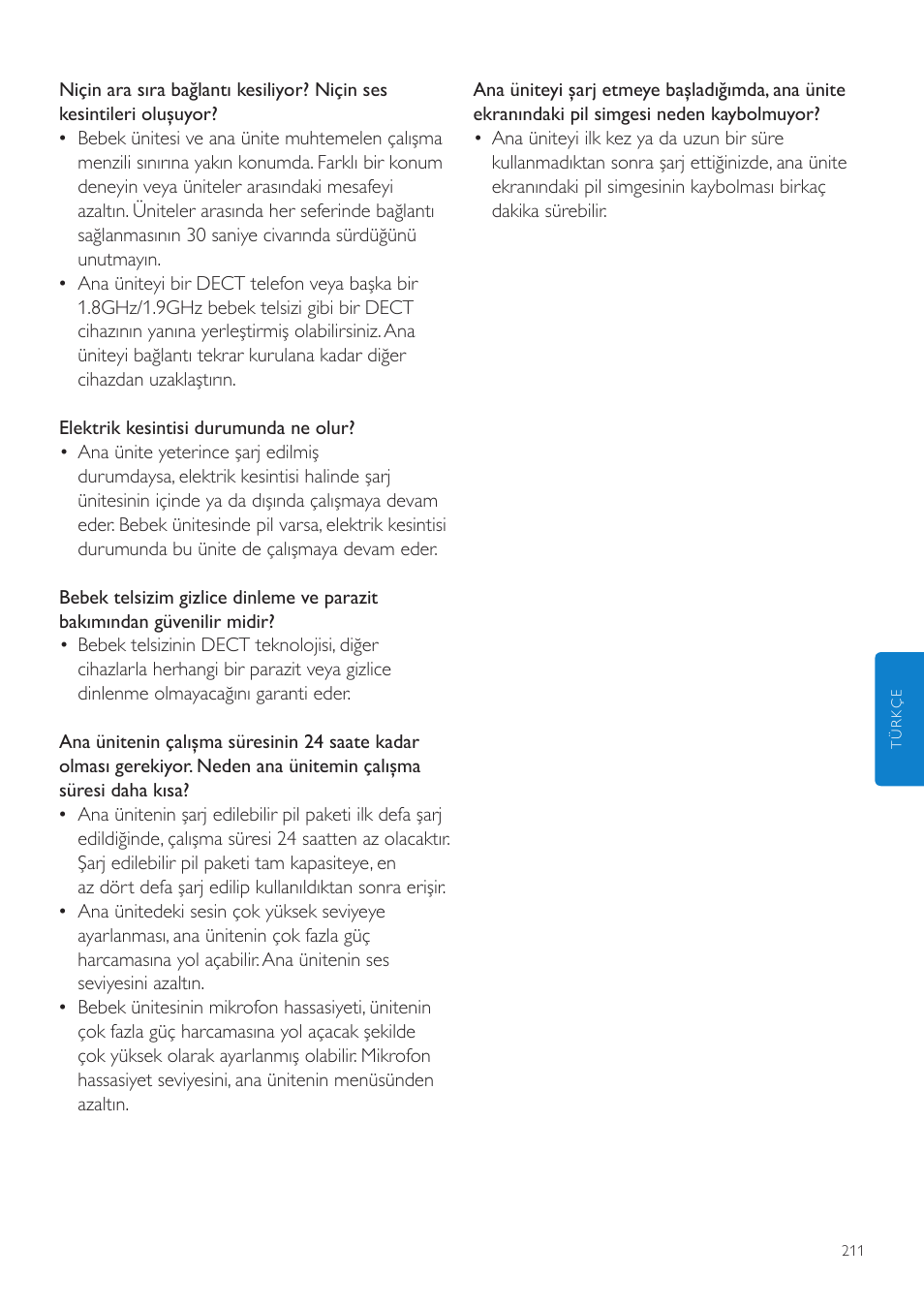 Philips AVENT Vigilabebés DECT User Manual | Page 211 / 216
