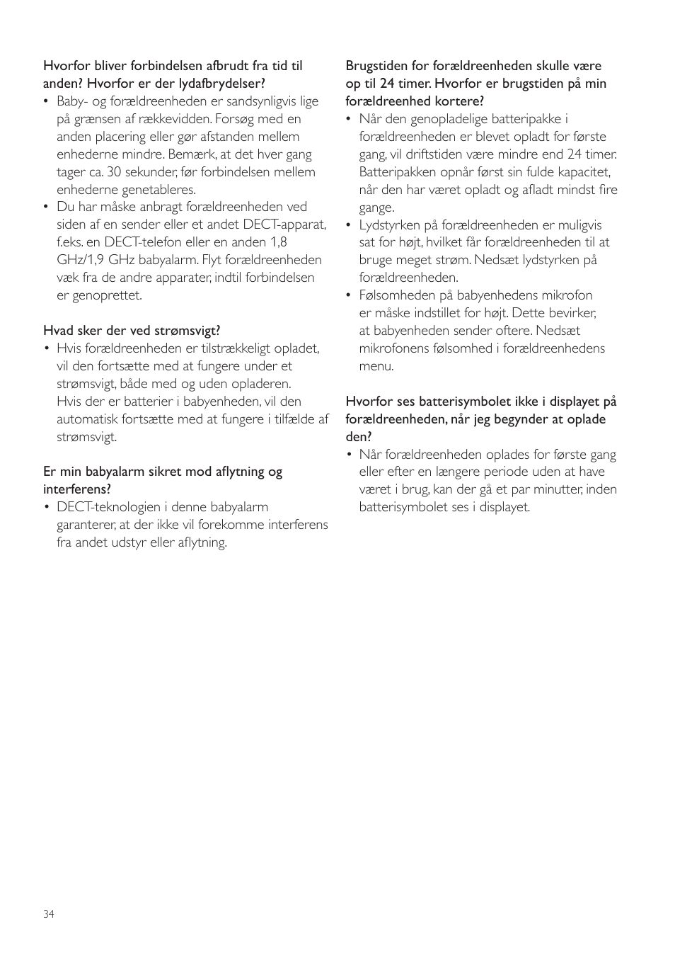 Philips AVENT Vigilabebés DECT User Manual | Page 34 / 216