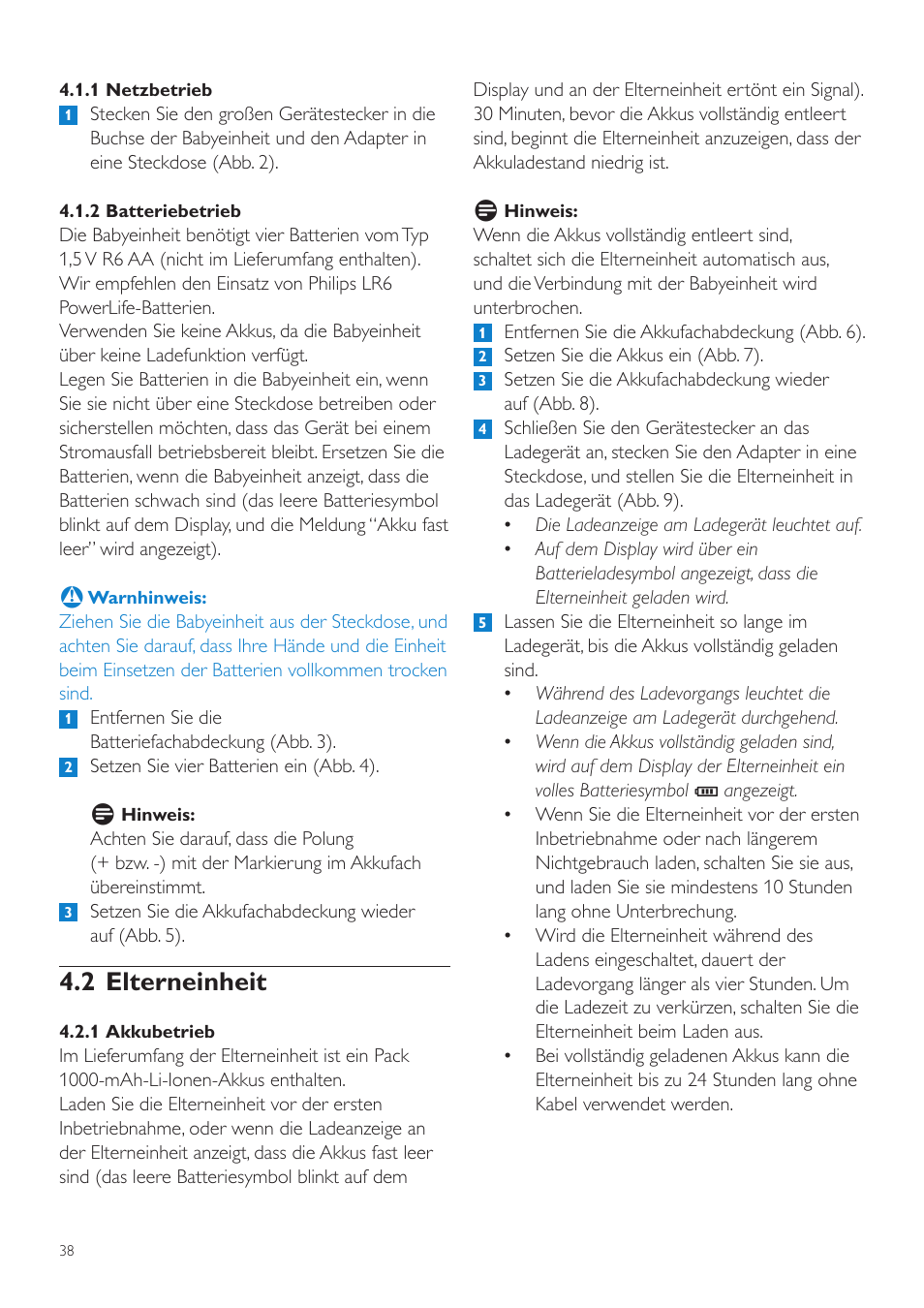 2 elterneinheit | Philips AVENT Vigilabebés DECT User Manual | Page 38 / 216