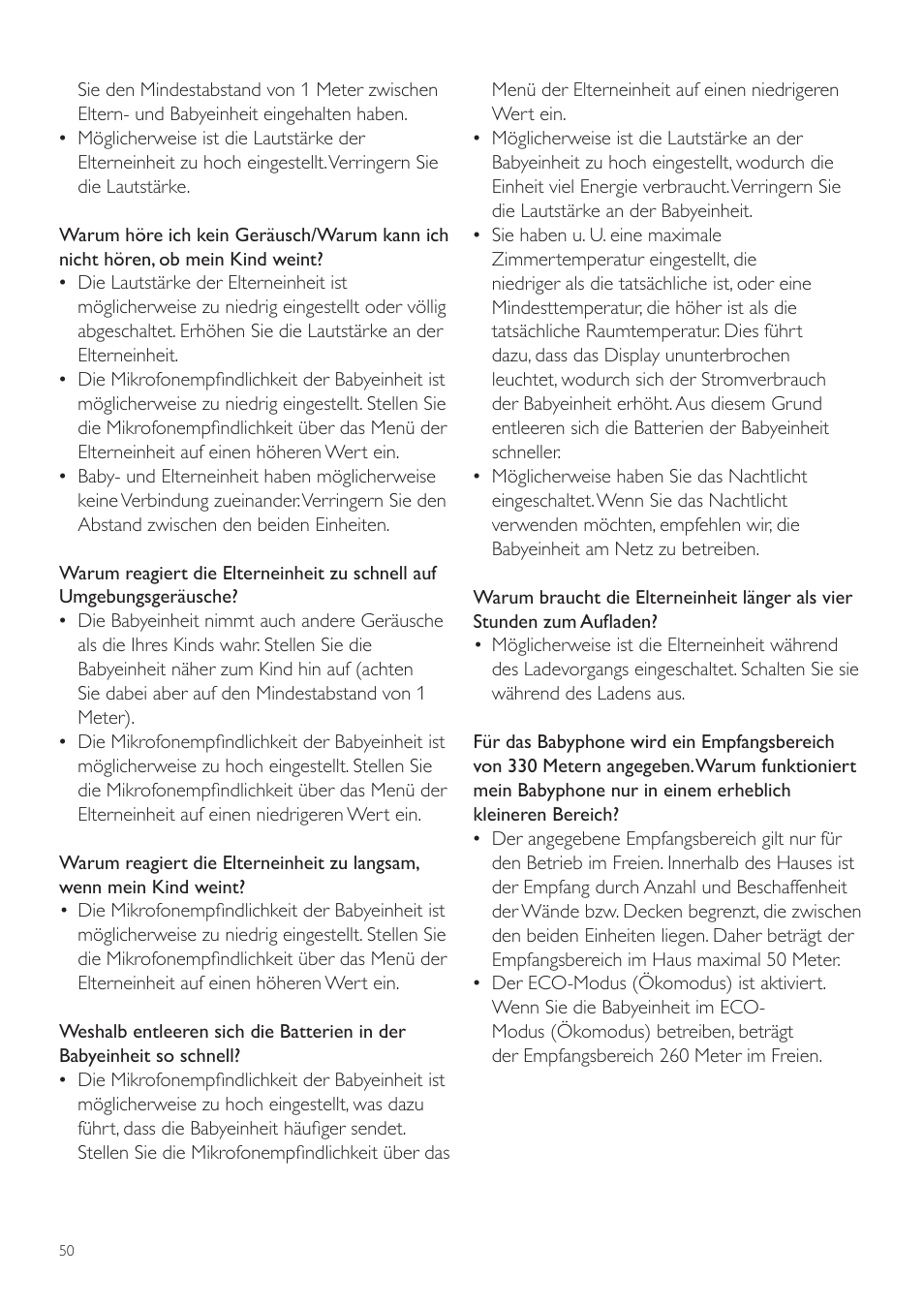 Philips AVENT Vigilabebés DECT User Manual | Page 50 / 216