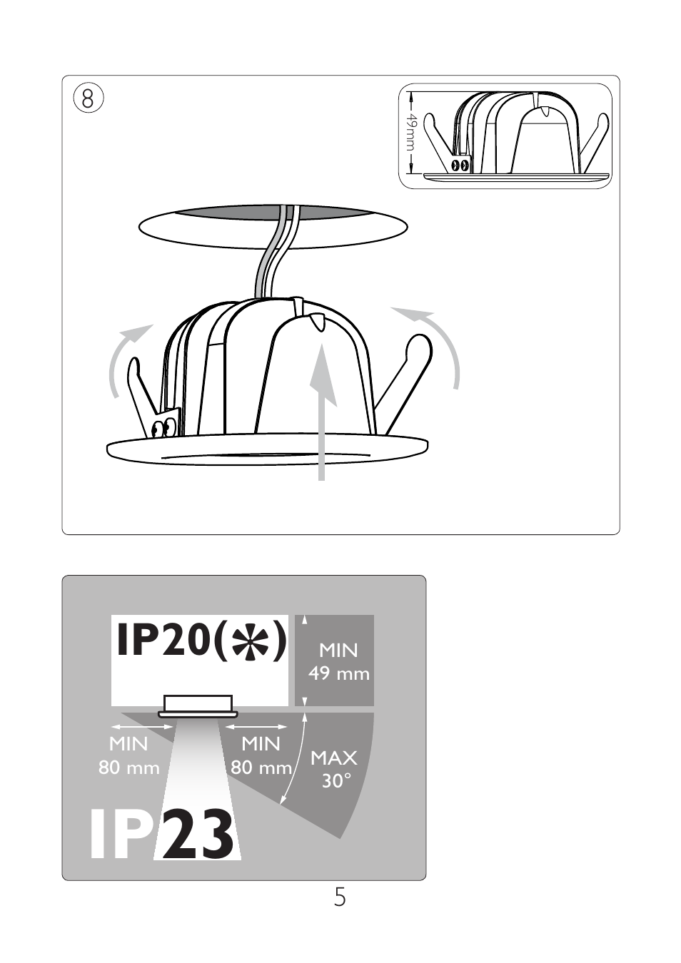 Ip 23, Ip20 | Philips Ledino Foco empotrable User Manual | Page 5 / 38