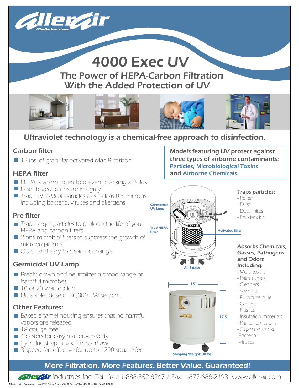AllerAir HEPA-CArbon Filtration 4000 Exec Uv User Manual | 2 pages