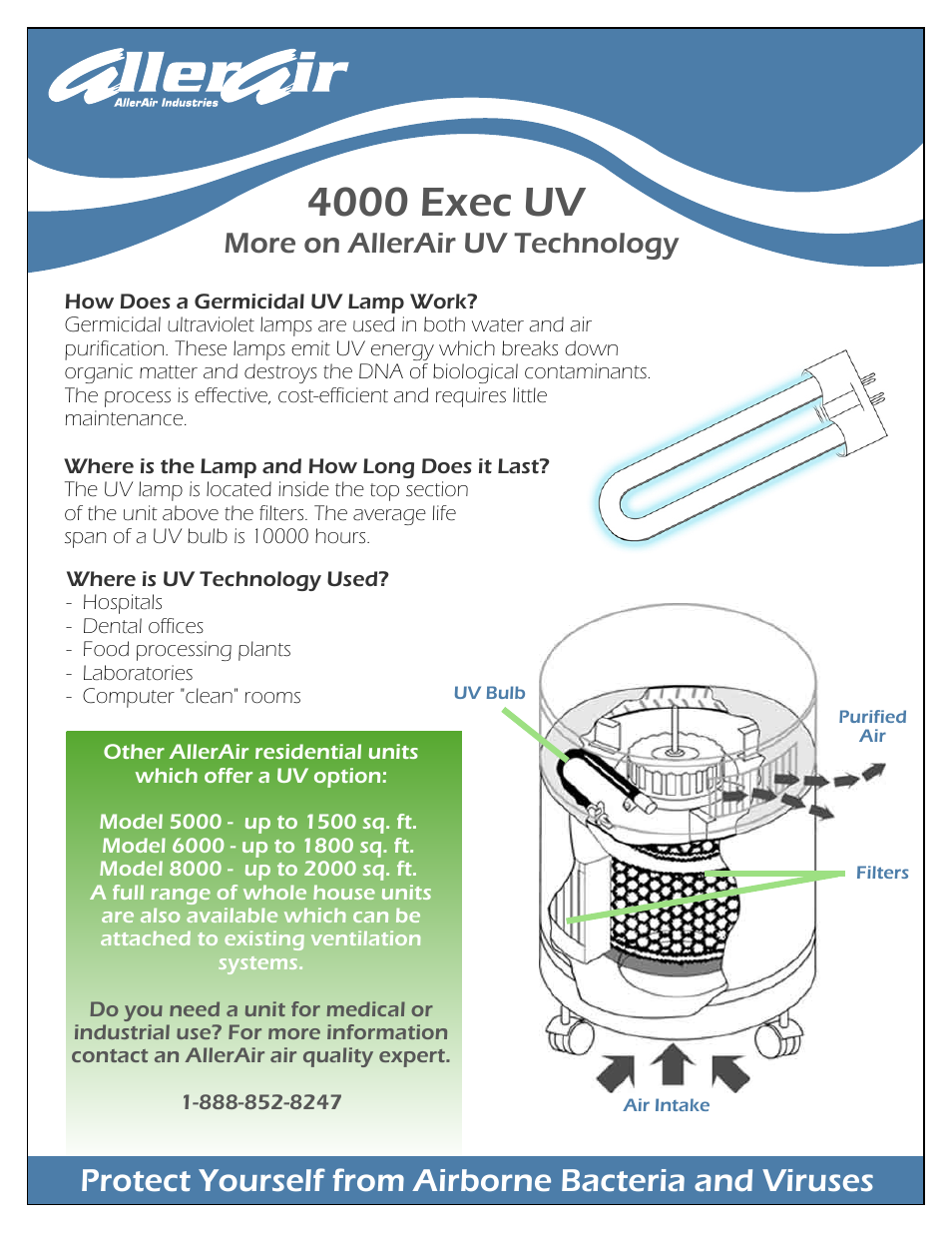 4000 exec uv, More on allerair uv technology | AllerAir HEPA-CArbon Filtration 4000 Exec Uv User Manual | Page 2 / 2