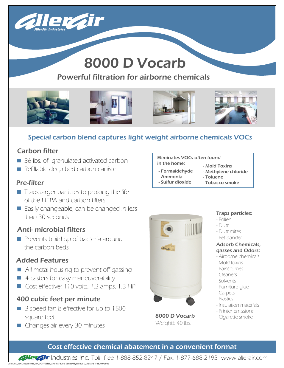 AllerAir 8000 D Vocarb User Manual | 2 pages