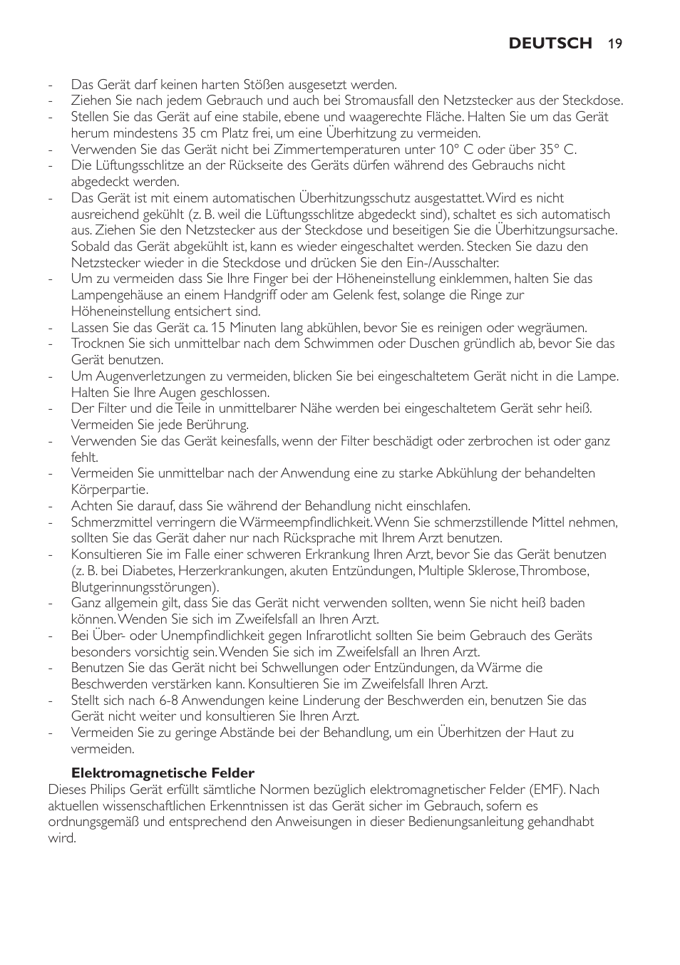 Elektromagnetische felder, Das gerät benutzen, Die wirkung von infracare | Philips Lámpara de infrarrojos InfraCare User Manual | Page 19 / 96