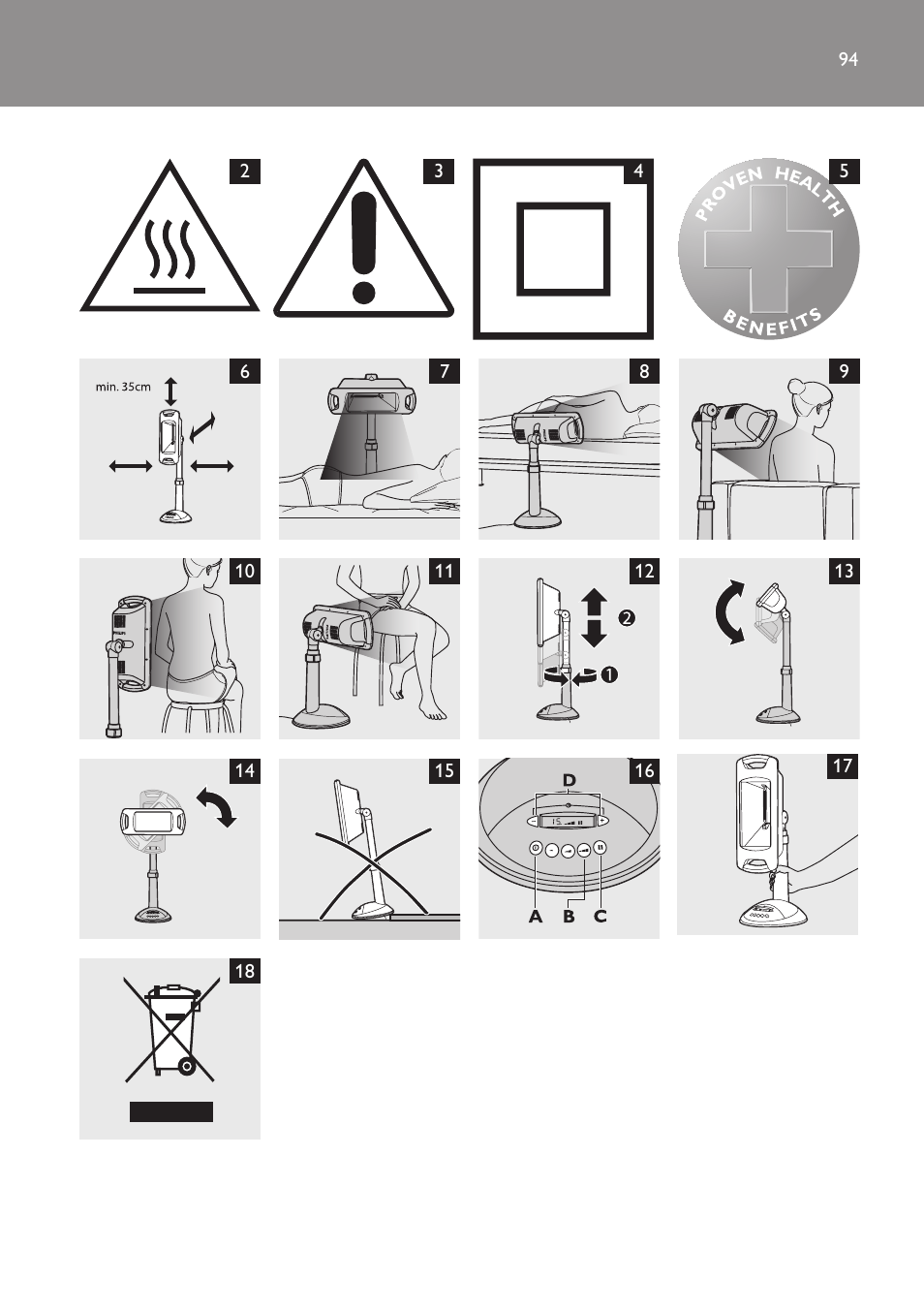 Philips Lámpara de infrarrojos InfraCare User Manual | Page 94 / 96