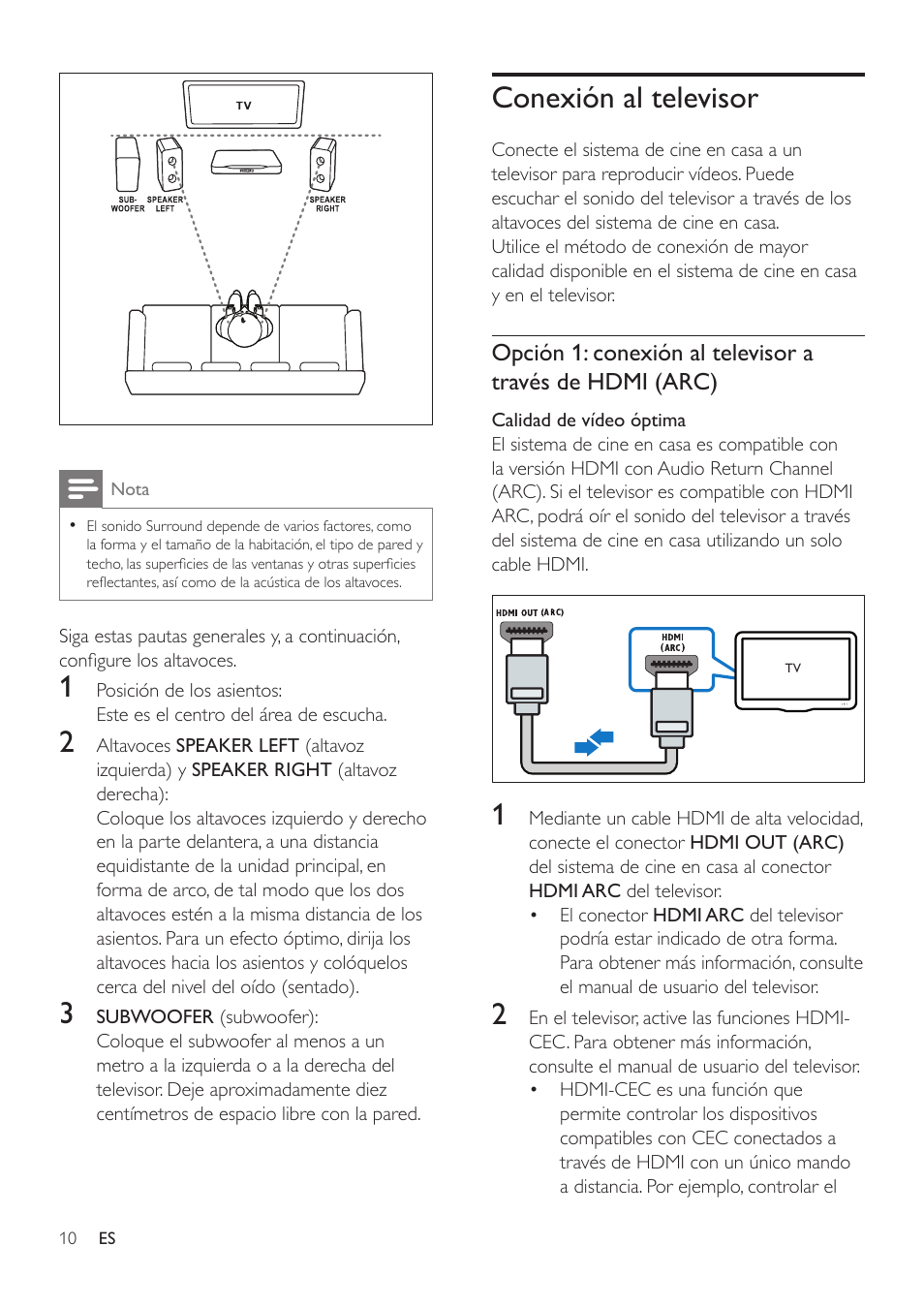 Conexión al televisor | Philips Fidelio SoundHub Sistemas de cine en casa 2.1 User Manual | Page 12 / 54