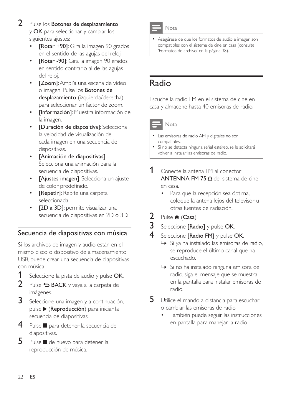 Radio, Radio 22 | Philips Fidelio SoundHub Sistemas de cine en casa 2.1 User Manual | Page 24 / 54