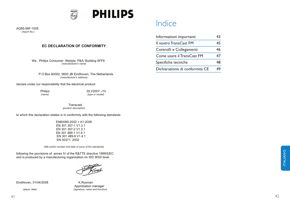 Indice | Philips TransCast FM User Manual | Page 22 / 63