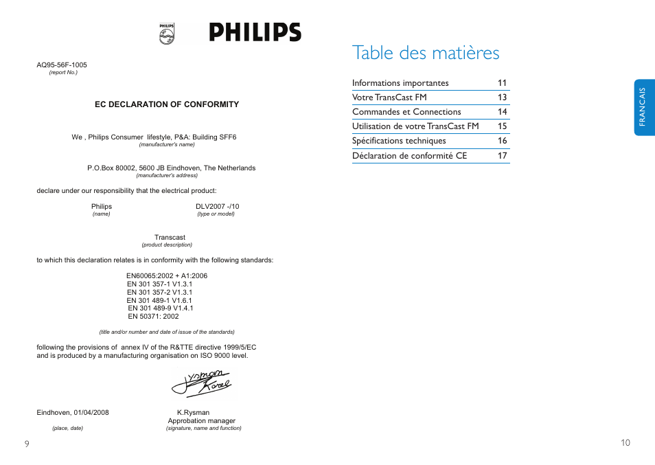 Philips TransCast FM User Manual | Page 6 / 63