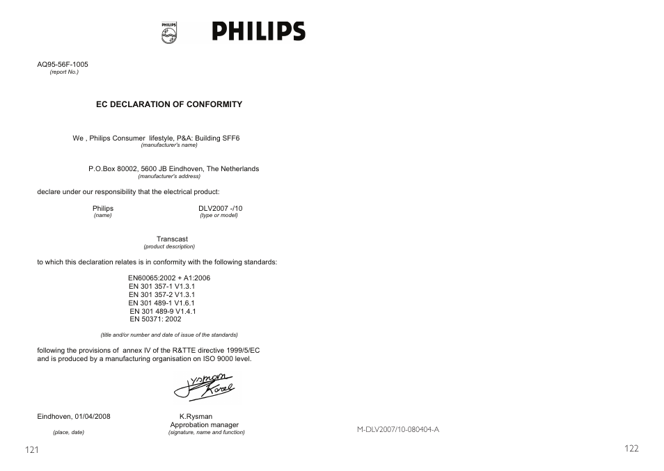 Philips TransCast FM User Manual | Page 62 / 63