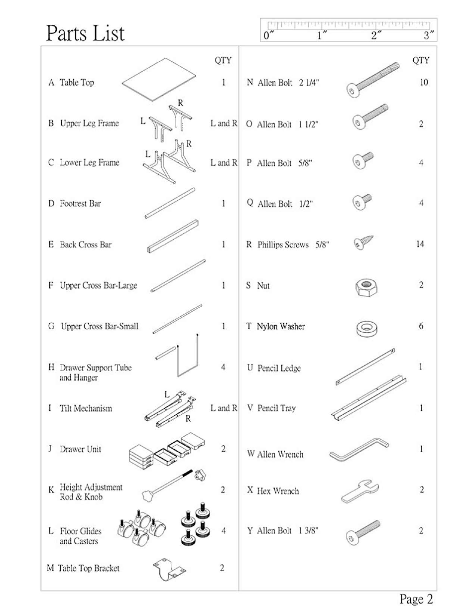Parts list, Page 2 | Alvin CraftMaster CM40-4-WB User Manual | Page 2 / 10