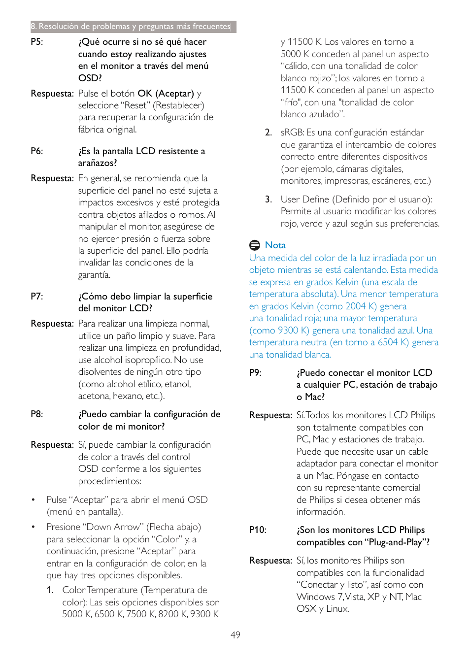 Philips Brilliance Monitor 4K Ultra HD con retroiluminación LED User Manual | Page 51 / 54