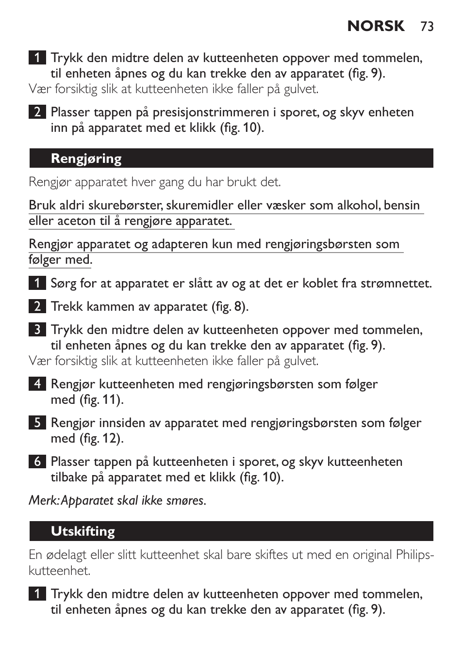 Rengjøring, Utskifting | Philips HAIRCLIPPER Series 1000 Cortapelos User Manual | Page 73 / 100