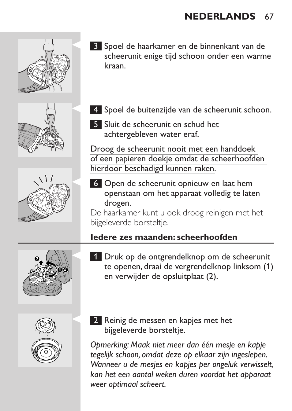 Iedere zes maanden: scheerhoofden | Philips Afeitadora eléctrica User Manual | Page 65 / 96