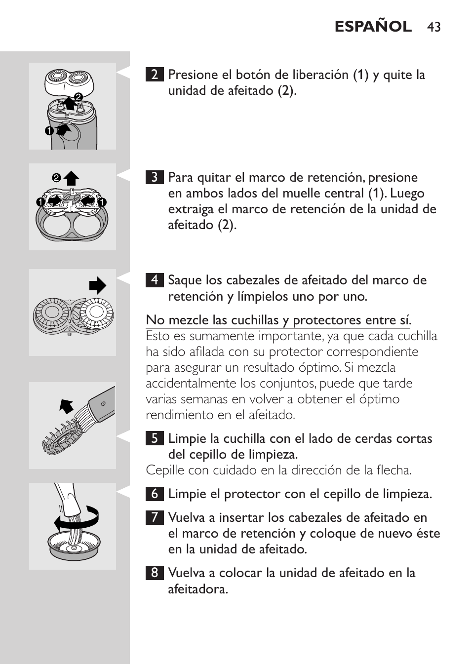 Philips Afeitadora 2 cab. User Manual | Page 41 / 104