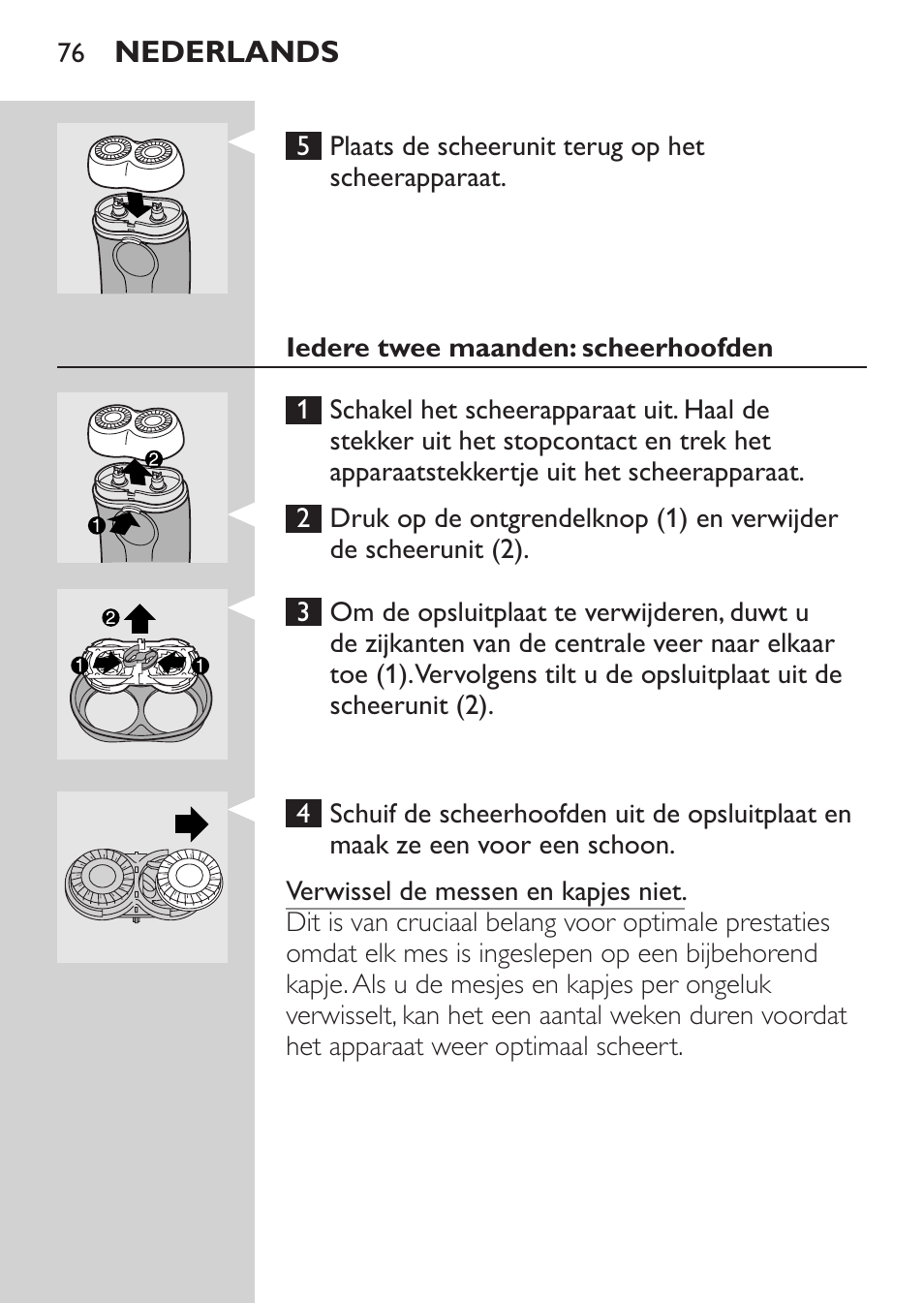 Iedere twee maanden: scheerhoofden | Philips Afeitadora 2 cab. User Manual | Page 74 / 104