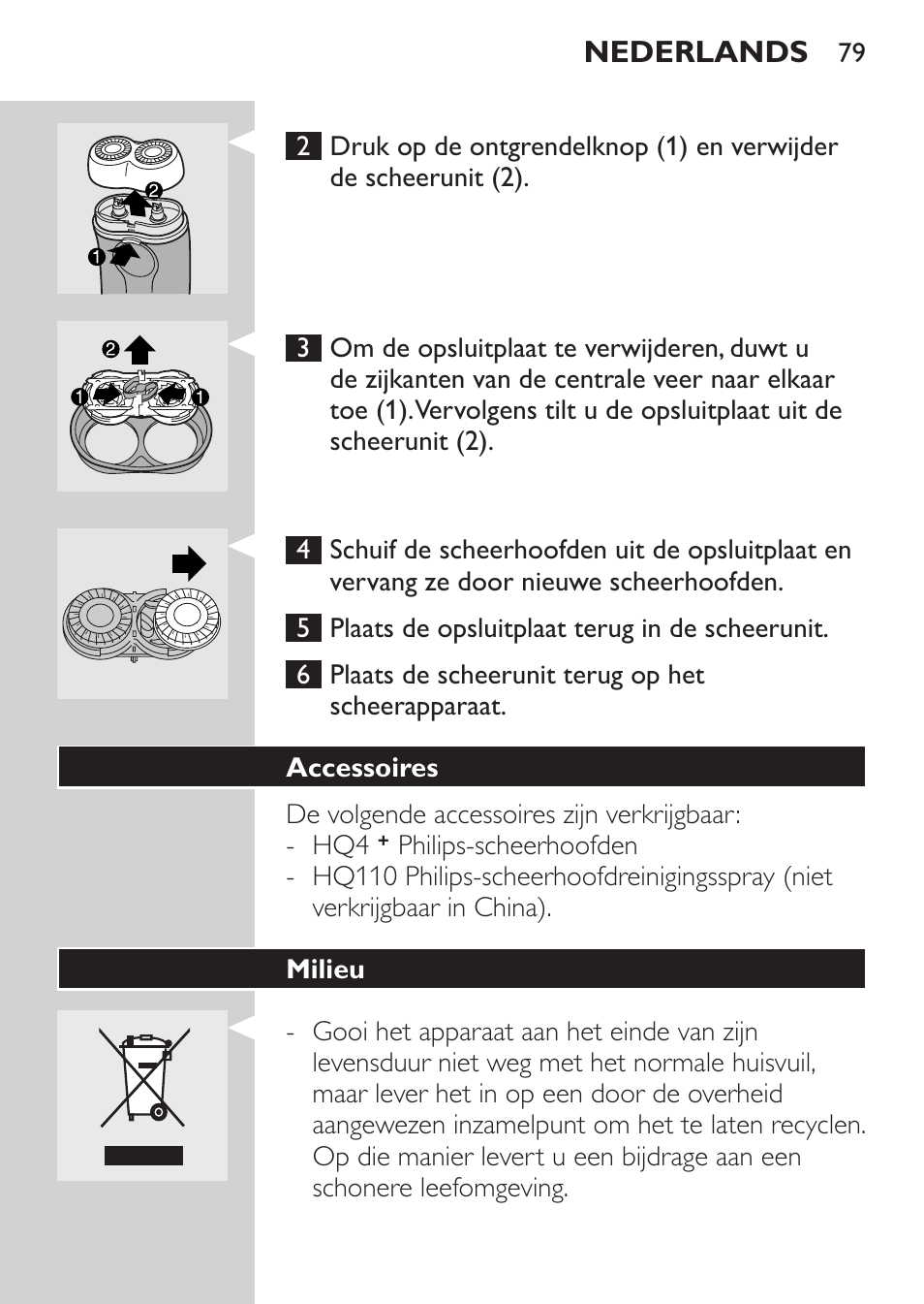 Accessoires, Milieu | Philips Afeitadora 2 cab. User Manual | Page 77 / 104