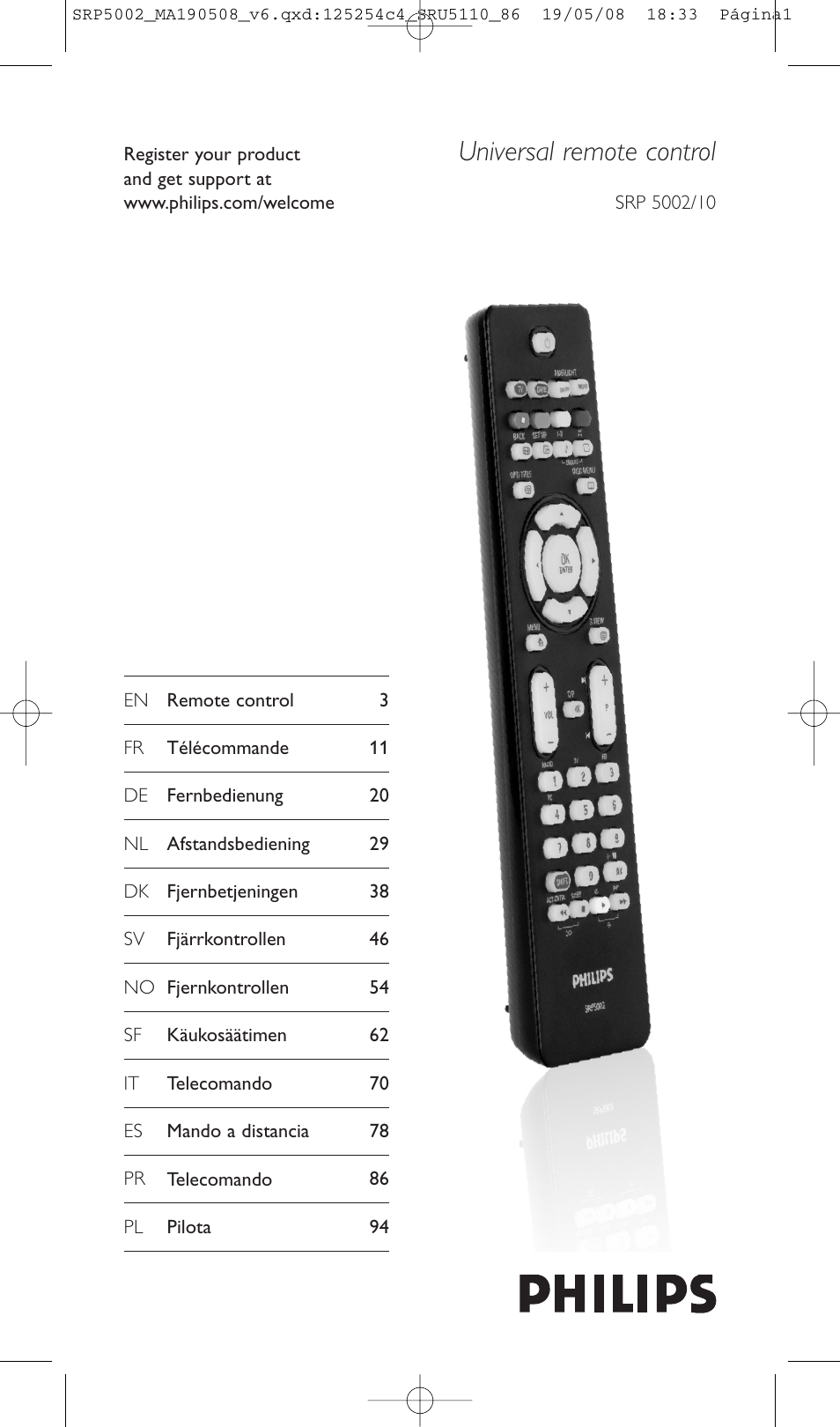 Philips Perfect replacement Mando a distancia universal User Manual | 108 pages
