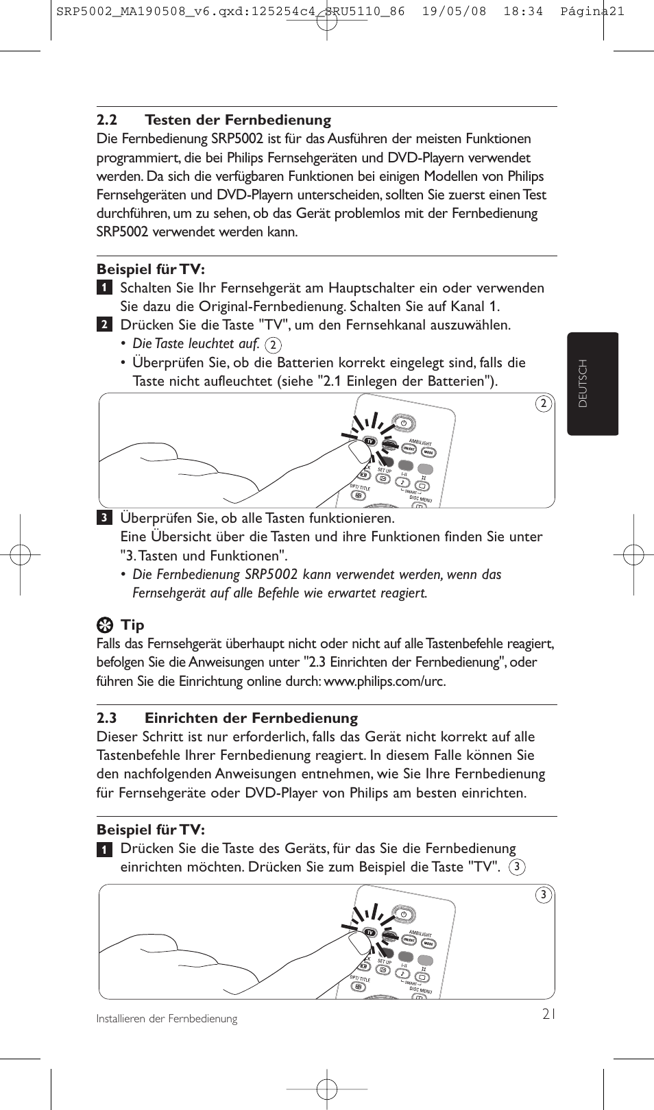 Philips Perfect replacement Mando a distancia universal User Manual | Page 21 / 108