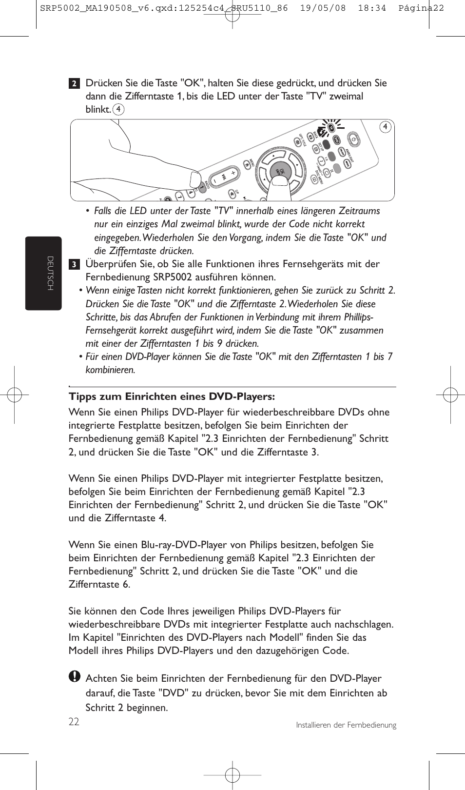 Philips Perfect replacement Mando a distancia universal User Manual | Page 22 / 108