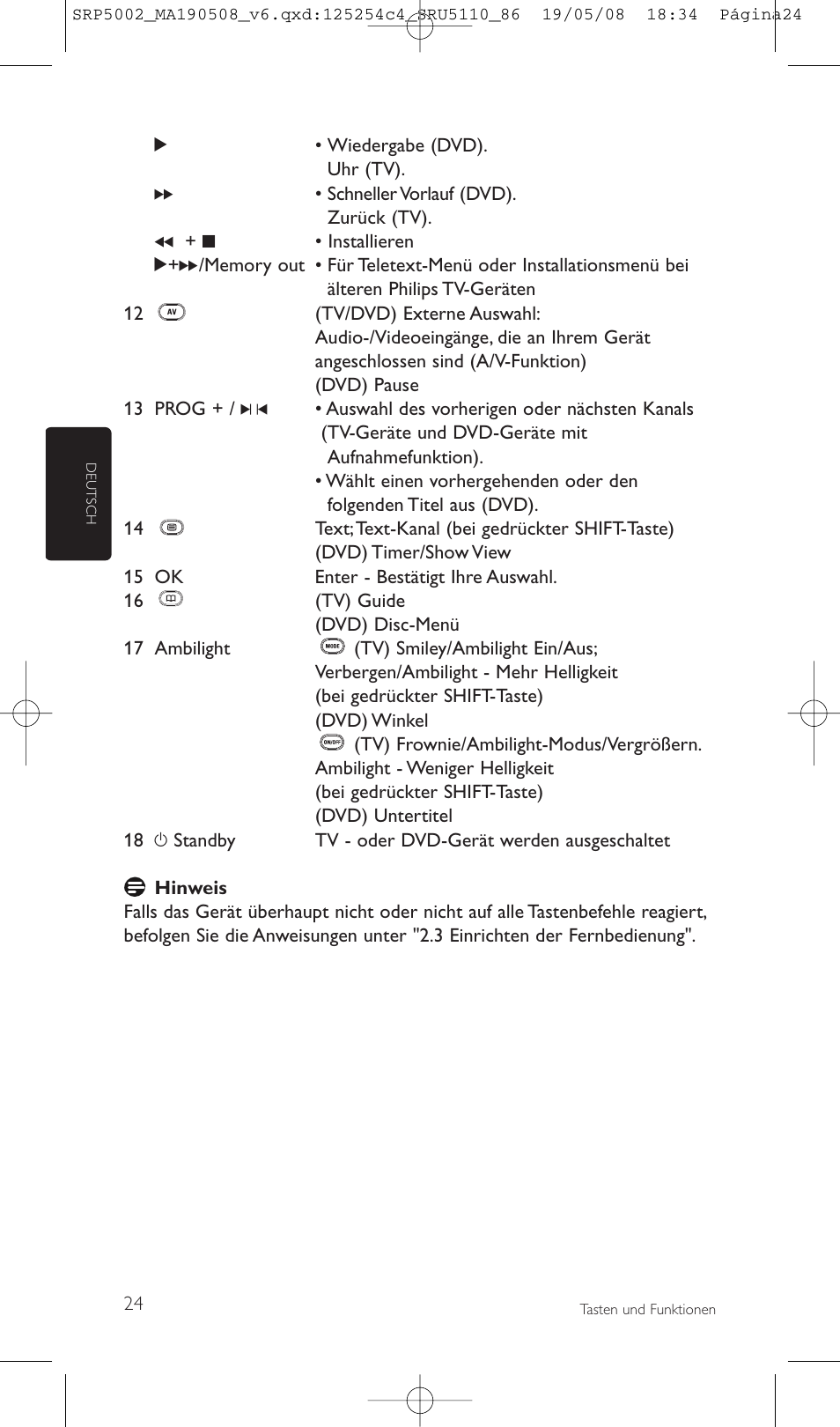 Philips Perfect replacement Mando a distancia universal User Manual | Page 24 / 108