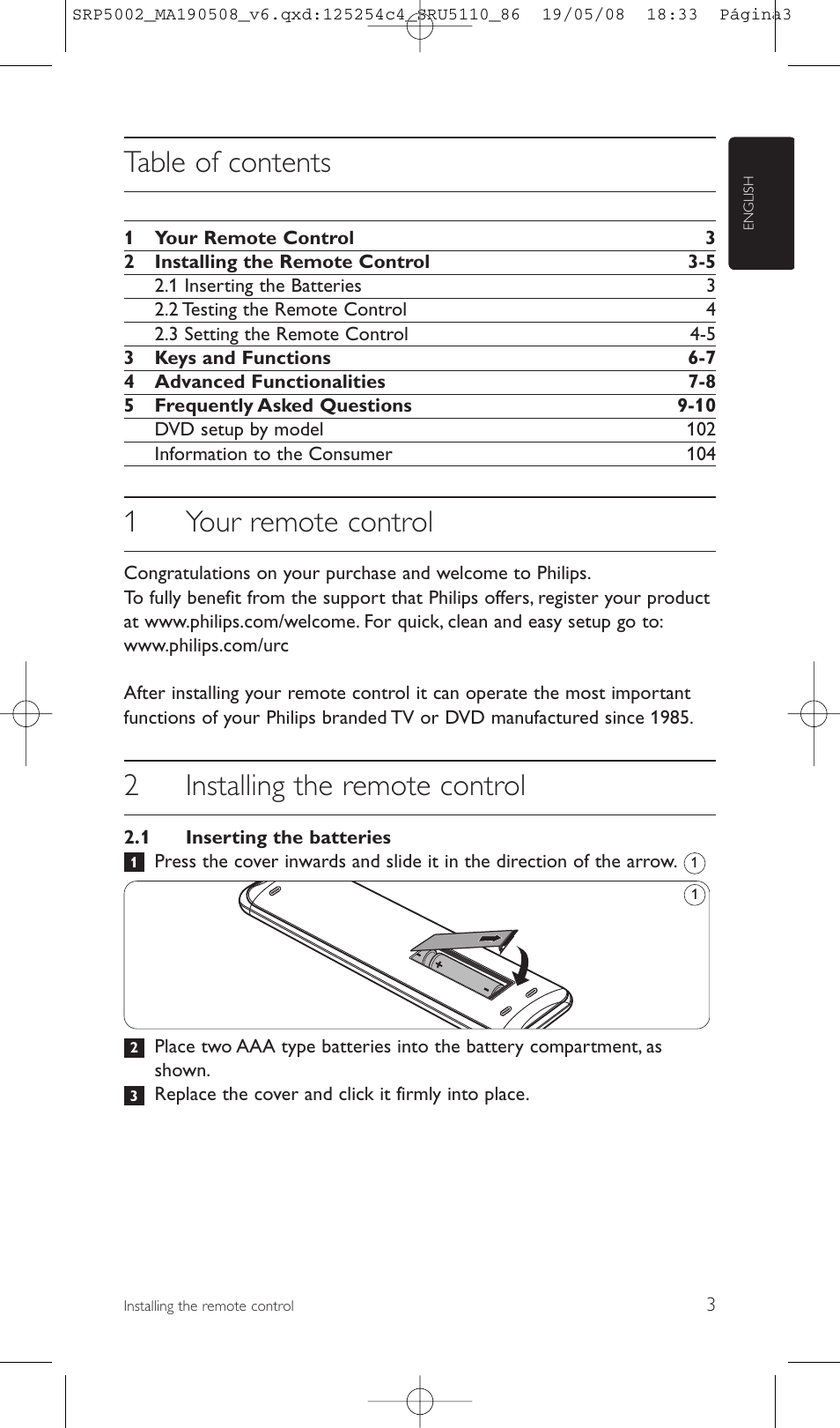 Philips Perfect replacement Mando a distancia universal User Manual | Page 3 / 108