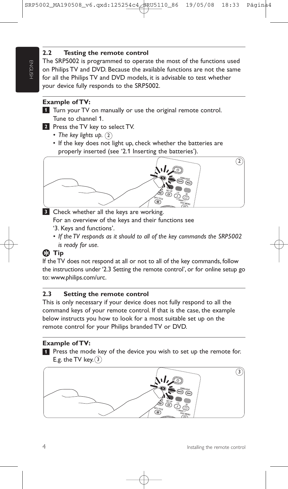 Philips Perfect replacement Mando a distancia universal User Manual | Page 4 / 108