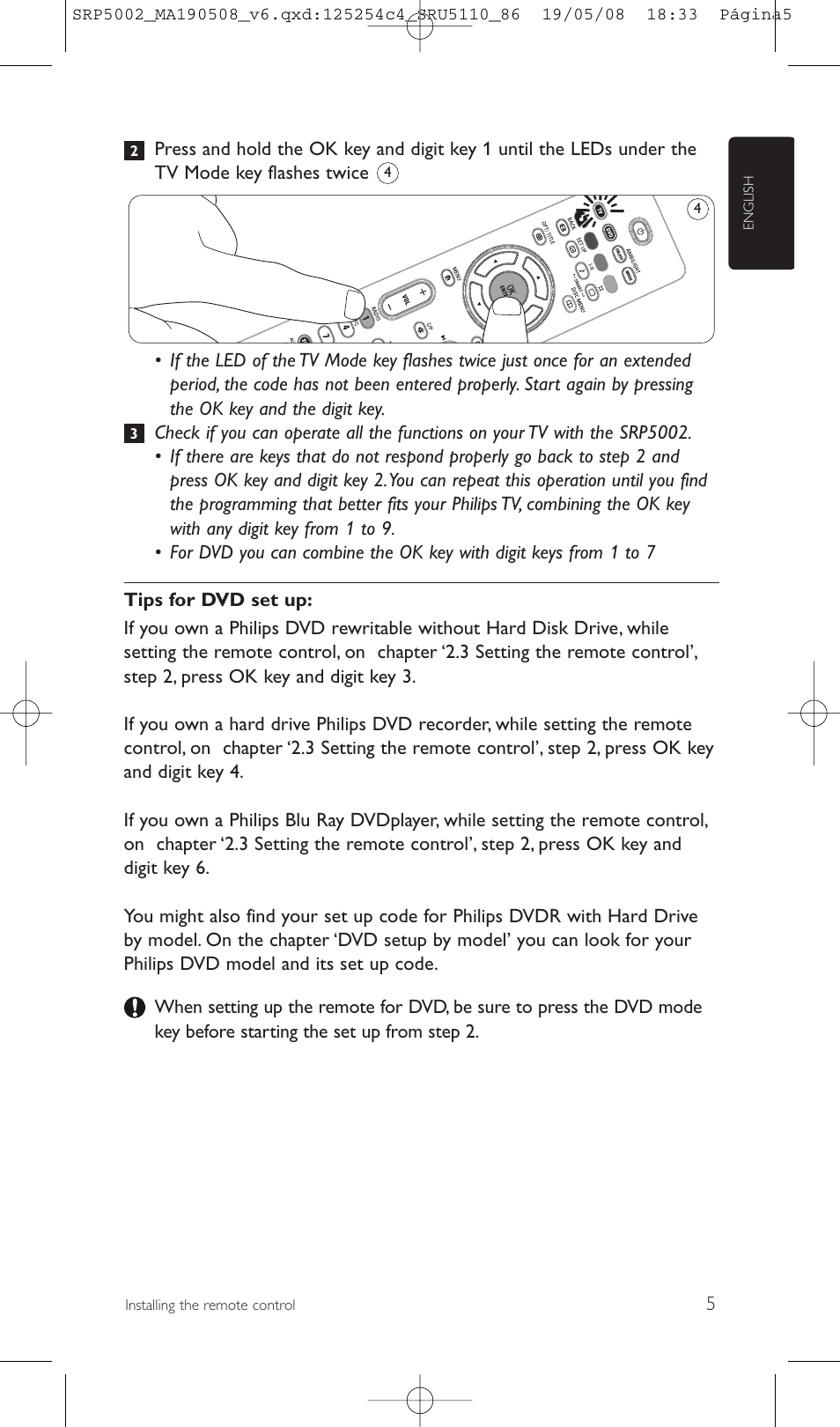 Philips Perfect replacement Mando a distancia universal User Manual | Page 5 / 108