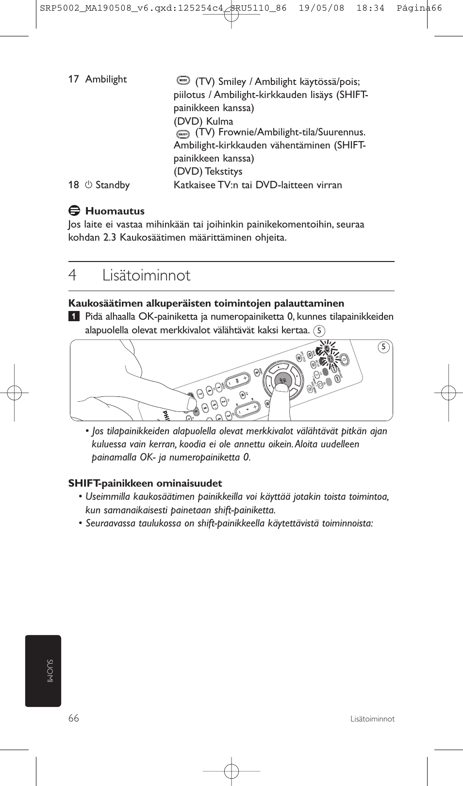 4lisätoiminnot | Philips Perfect replacement Mando a distancia universal User Manual | Page 66 / 108