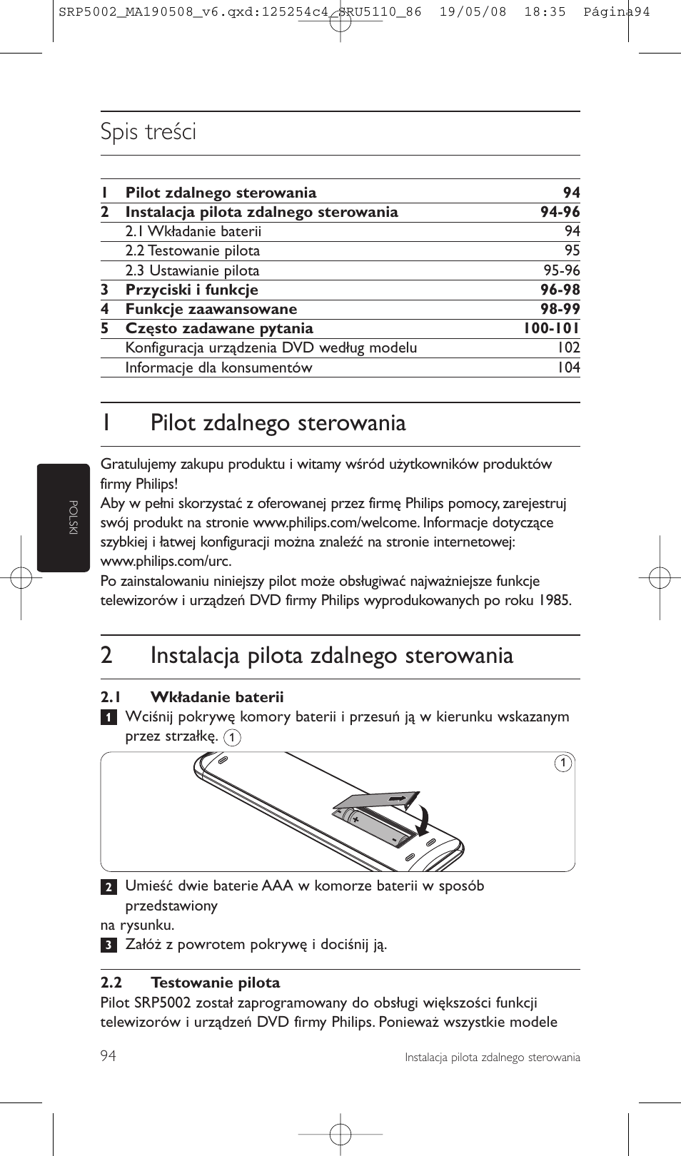 Philips Perfect replacement Mando a distancia universal User Manual | Page 94 / 108