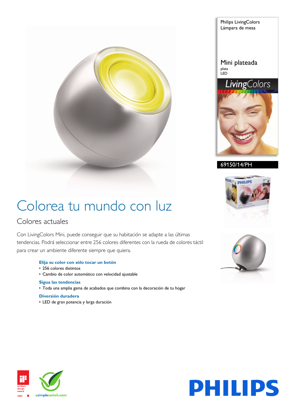 Philips LivingColors Lámpara de mesa User Manual | 2 pages