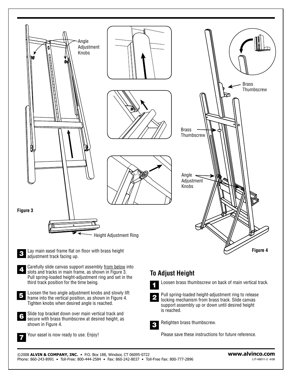 To adjust height | Alvin Heritage HWE150 User Manual | Page 2 / 2