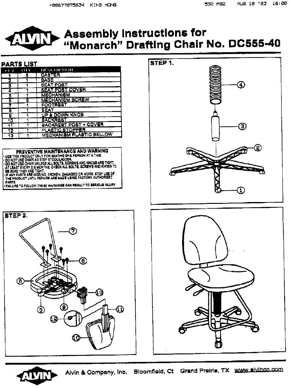 Alvin DC555-40 User Manual | 1 page