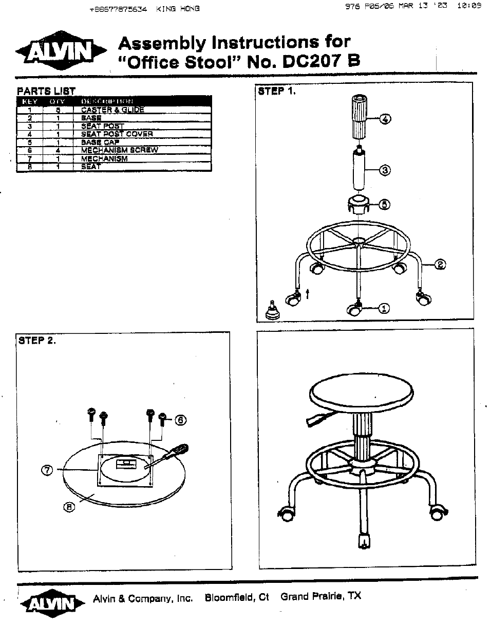 Alvin DC207B User Manual | 1 page