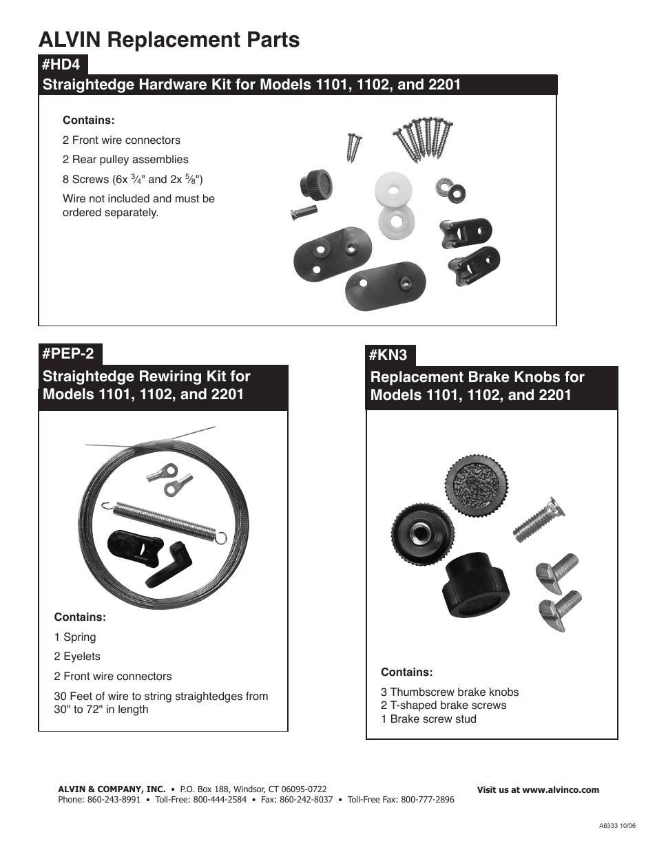 Alvin replacement parts | Alvin Parallel Straightedge 2201 User Manual | Page 4 / 4