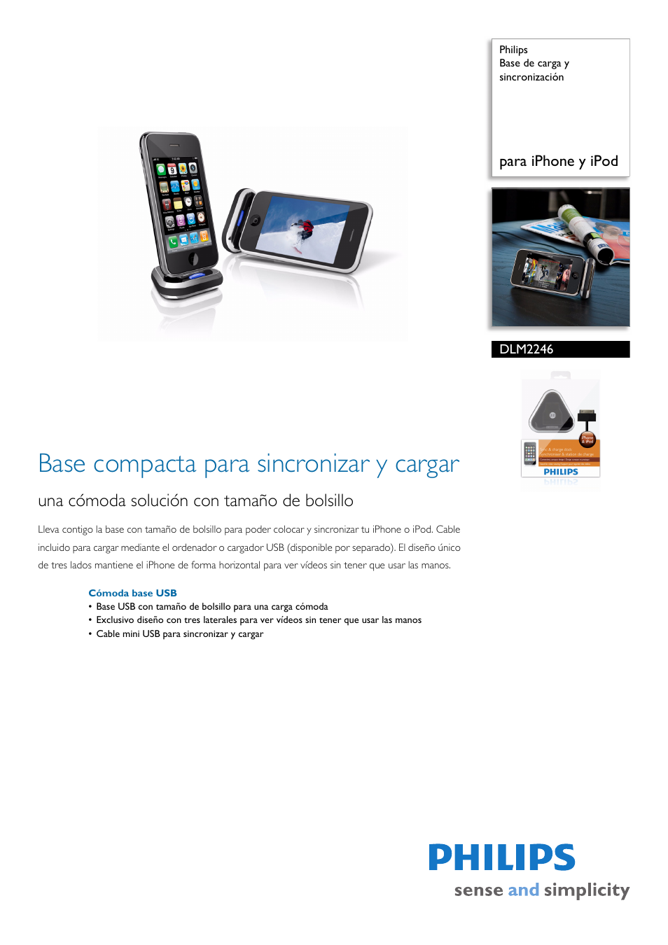 Philips Base de carga y sincronización User Manual | 2 pages
