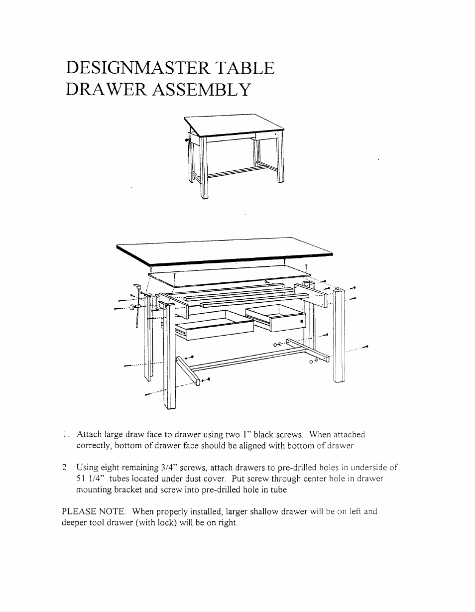 Alvin Table Drawer Designmaster User Manual | 1 page