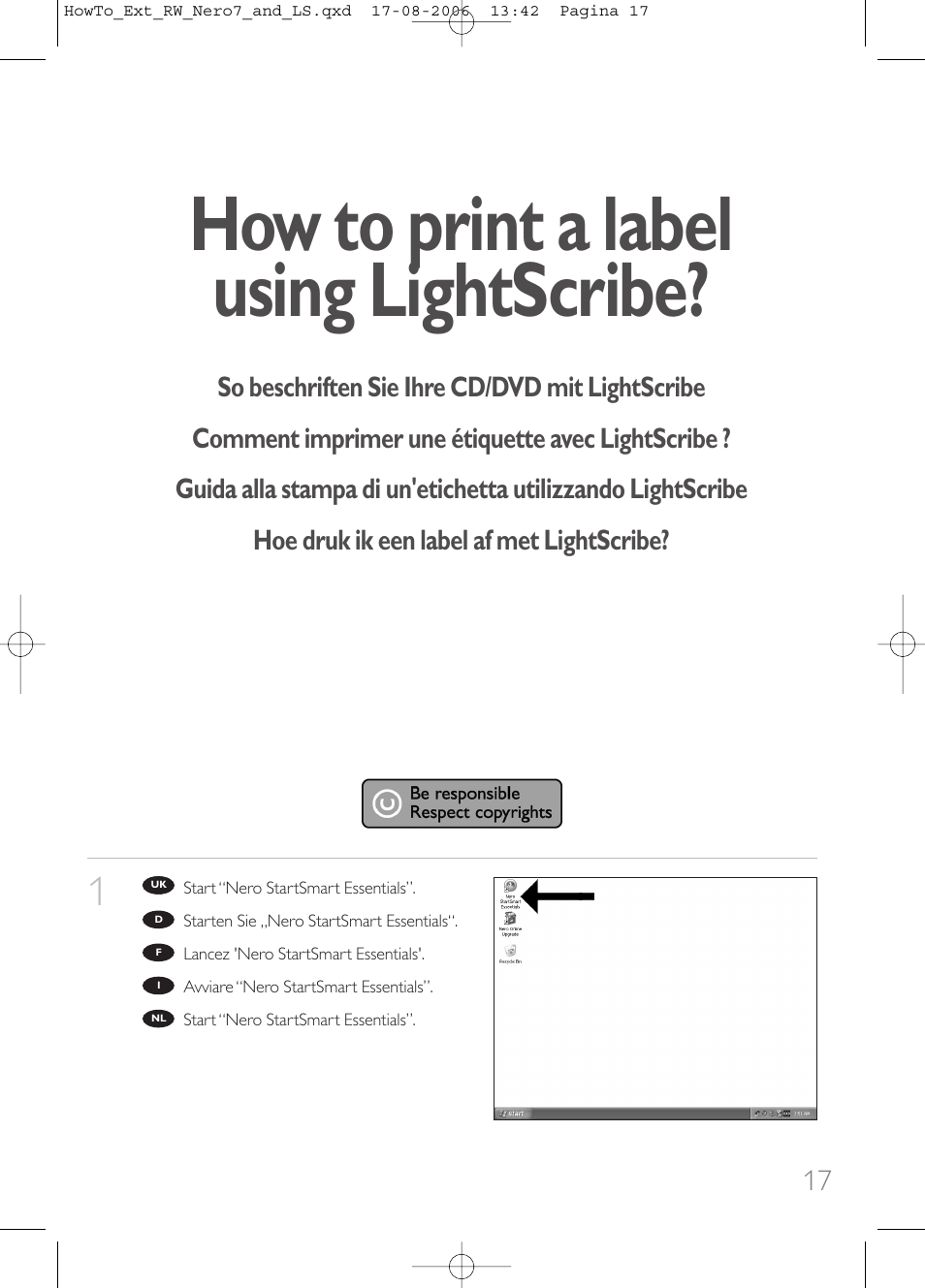 How to print a label using lightscribe | Philips How to for External ReWriters using Nero 7 and LightScribe User Manual | Page 17 / 84