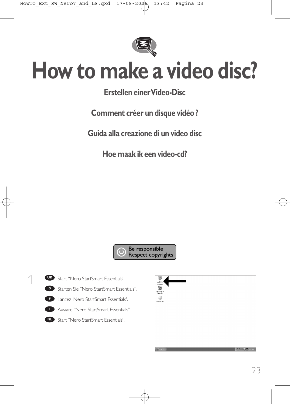 How to make a video disc | Philips How to for External ReWriters using Nero 7 and LightScribe User Manual | Page 23 / 84
