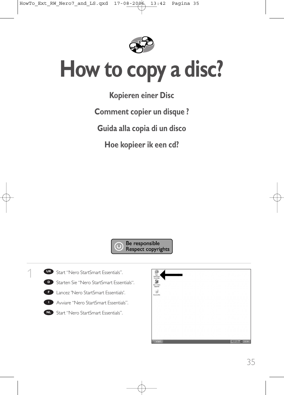 How to copy a disc | Philips How to for External ReWriters using Nero 7 and LightScribe User Manual | Page 35 / 84