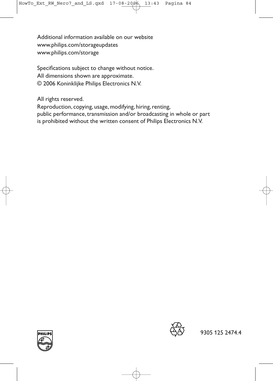 Philips How to for External ReWriters using Nero 7 and LightScribe User Manual | Page 84 / 84