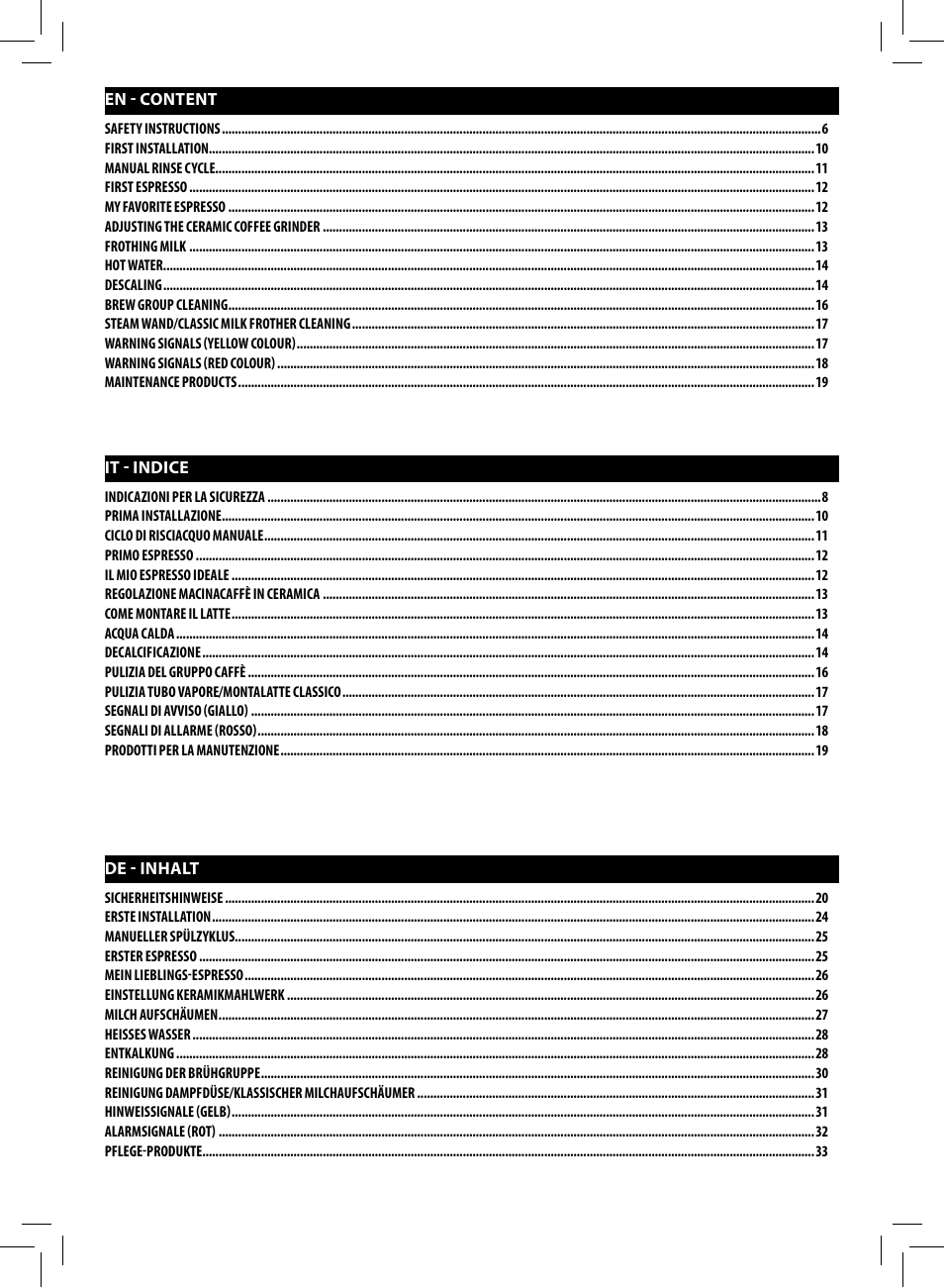 Philips Saeco Intelia Cafetera expreso súper automática User Manual | Page 4 / 96