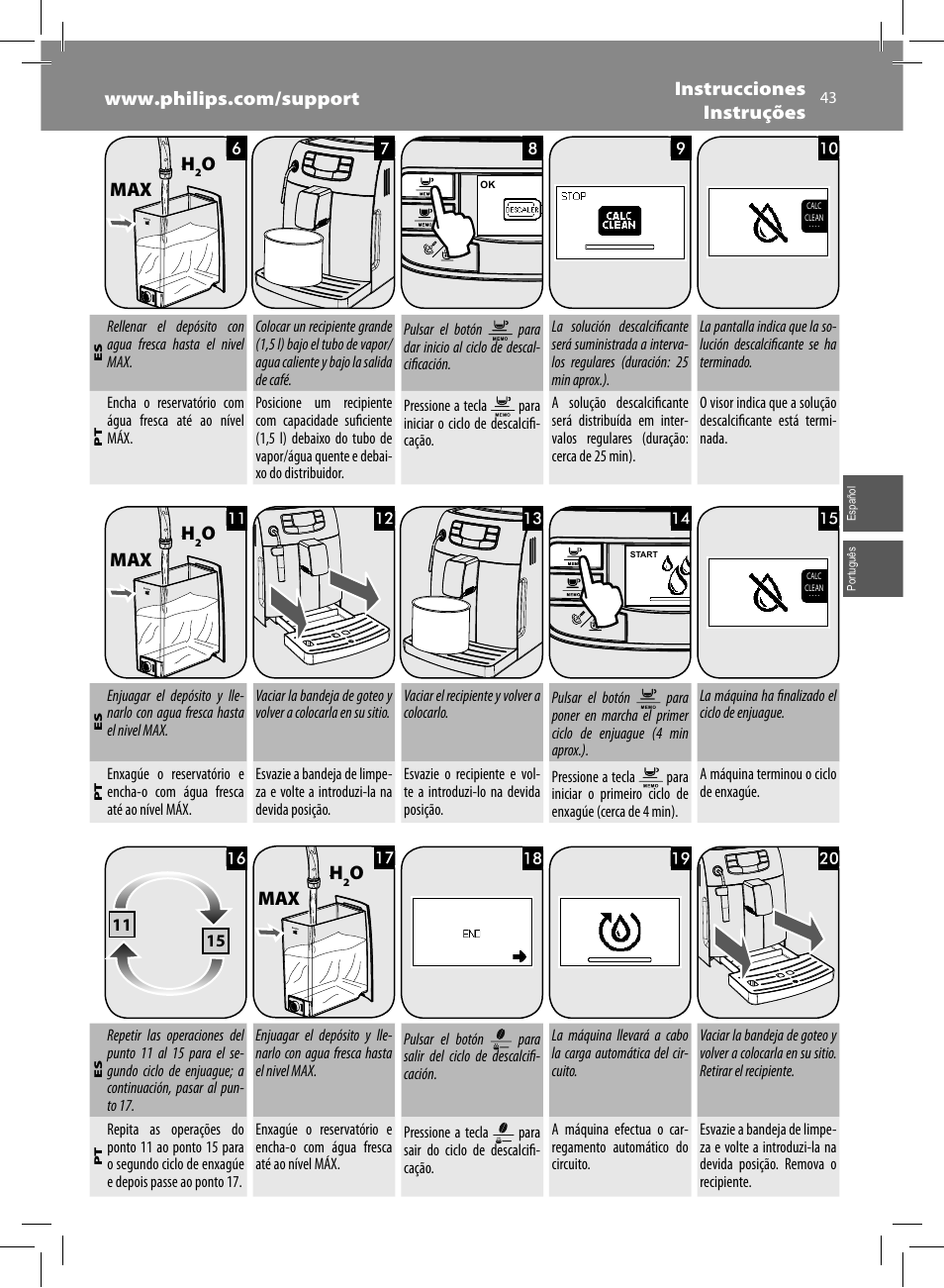 Omax | Philips Saeco Intelia Cafetera expreso súper automática User Manual | Page 43 / 96